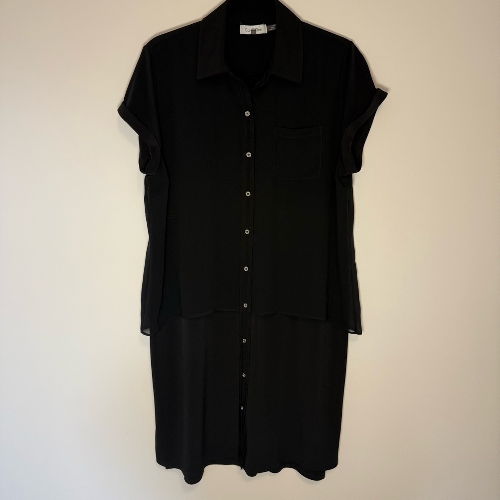 Calvin Klein Black Buttoned Midi Shirt Dress Size M